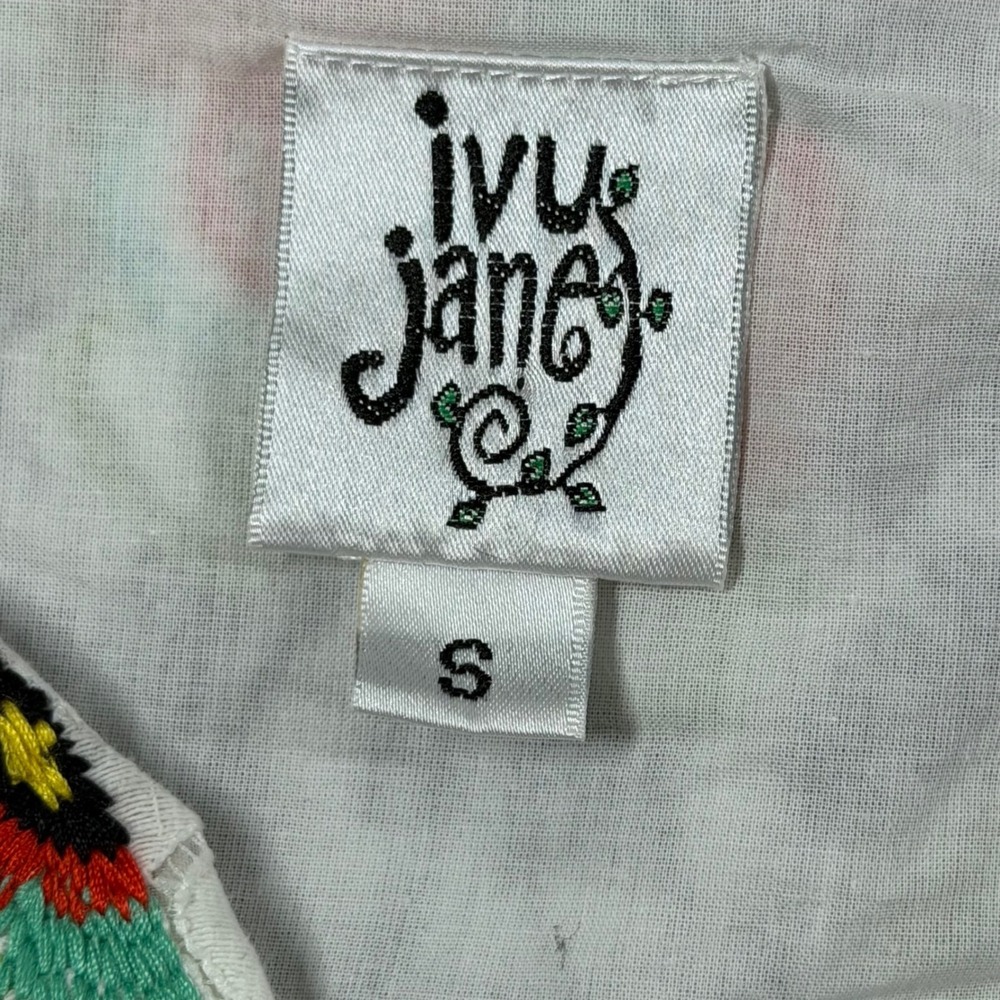Ivy Jane Boho Sleeveless Tunic Embroidered Floral Pom Pom Small - Picture 3 of 7